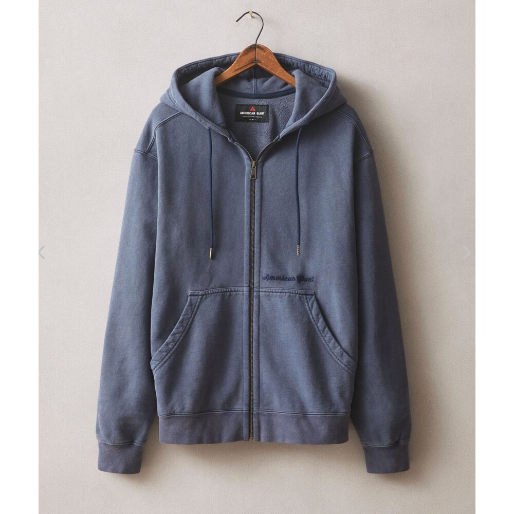 American Giant Hoodie Mens M Blue Vintage Wash Relaxed Classic Full Zip USA NWT